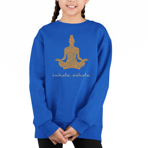 Inhale Exhale - Girl's Word Art Crewneck Sweatshirt