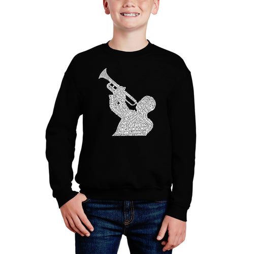 All Time Jazz Songs - Boy's Word Art Crewneck Sweatshirt