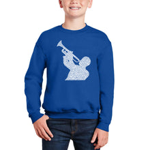 Load image into Gallery viewer, All Time Jazz Songs - Boy&#39;s Word Art Crewneck Sweatshirt
