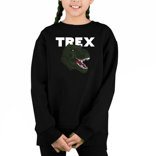 T-Rex Head - Girl's Word Art Crewneck Sweatshirt