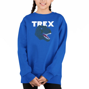 T-Rex Head - Girl's Word Art Crewneck Sweatshirt