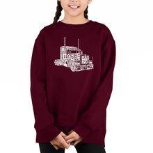 Load image into Gallery viewer, Keep On Truckin&#39; - Girl&#39;s Word Art Crewneck Sweatshirt