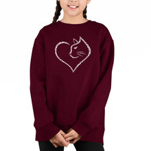 Load image into Gallery viewer, Cat Heart - Girl&#39;s Word Art Crewneck Sweatshirt