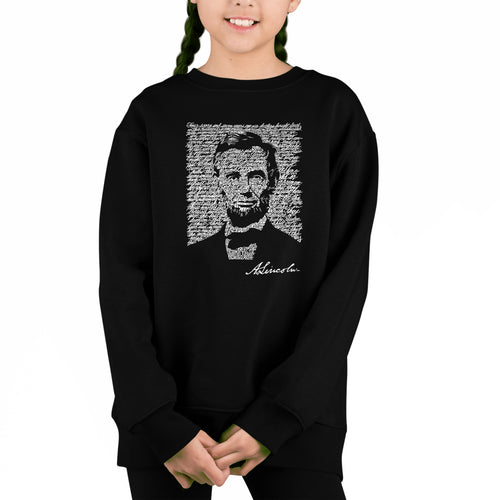 Abraham Lincoln - Gettysburg Address - Girl's Word Art Crewneck Sweatshirt