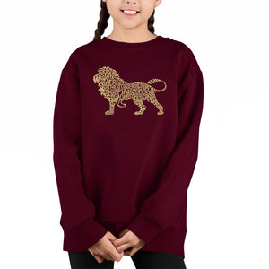 Lion - Girl's Word Art Crewneck Sweatshirt