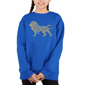 Lion - Girl's Word Art Crewneck Sweatshirt