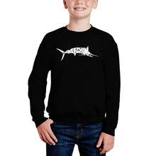 Load image into Gallery viewer, Marlin - Gone Fishing - Boy&#39;s Word Art Crewneck Sweatshirt