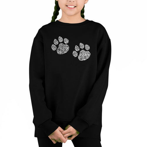 Meow Cat Prints - Girl's Word Art Crewneck Sweatshirt