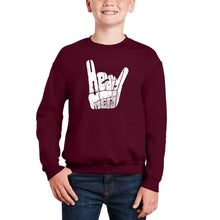 Load image into Gallery viewer, Heavy Metal - Boy&#39;s Word Art Crewneck Sweatshirt