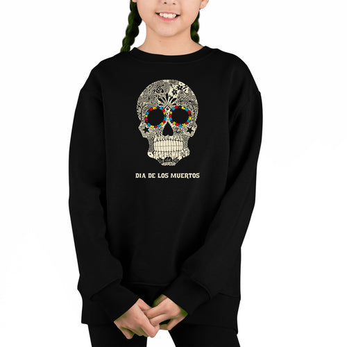 Dia De Los Muertos - Girl's Word Art Crewneck Sweatshirt