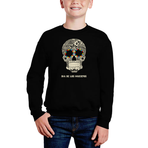 Dia De Los Muertos - Boy's Word Art Crewneck Sweatshirt