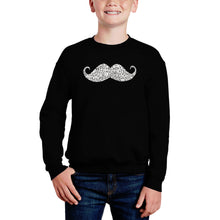Load image into Gallery viewer, Ways To Style A Moustache - Boy's Word Art Crewneck Sweatshirt