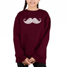 Load image into Gallery viewer, Ways To Style A Moustache - Girl&#39;s Word Art Crewneck Sweatshirt