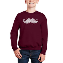 Load image into Gallery viewer, Ways To Style A Moustache - Boy's Word Art Crewneck Sweatshirt