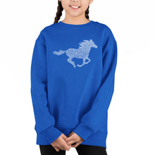 Load image into Gallery viewer, Horse Breeds - Girl&#39;s Word Art Crewneck Sweatshirt