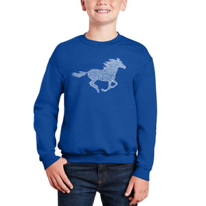 Horse Breeds - Boy's Word Art Crewneck Sweatshirt