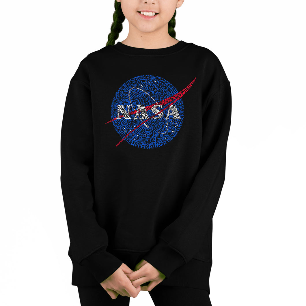 Nasa'S Most Notable Missions - Girl's Word Art Crewneck Sweatshirt