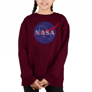 Nasa'S Most Notable Missions - Girl's Word Art Crewneck Sweatshirt