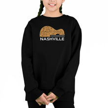 Load image into Gallery viewer, Nashville Guitar - Girl&#39;s Word Art Crewneck Sweatshirt