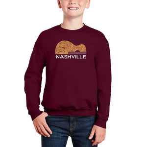 Nashville Guitar - Boy's Word Art Crewneck Sweatshirt