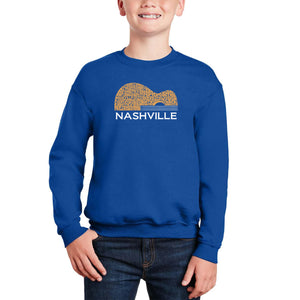 Nashville Guitar - Boy's Word Art Crewneck Sweatshirt