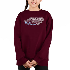 North Carolina - Girl's Word Art Crewneck Sweatshirt