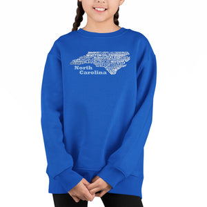 North Carolina - Girl's Word Art Crewneck Sweatshirt