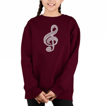 Load image into Gallery viewer, Music Note - Girl&#39;s Word Art Crewneck Sweatshirt