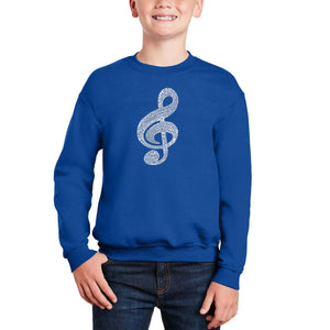 Music Note - Boy's Word Art Crewneck Sweatshirt