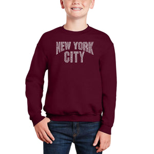 Nyc Neighborhoods - Boy's Word Art Crewneck Sweatshirt