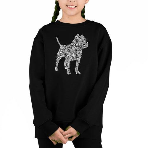 Pitbull - Girl's Word Art Crewneck Sweatshirt