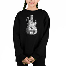 Load image into Gallery viewer, Bass Guitar - Girl&#39;s Word Art Crewneck Sweatshirt