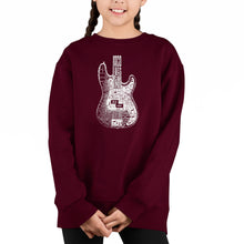 Load image into Gallery viewer, Bass Guitar - Girl&#39;s Word Art Crewneck Sweatshirt