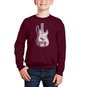 Bass Guitar - Boy's Word Art Crewneck Sweatshirt