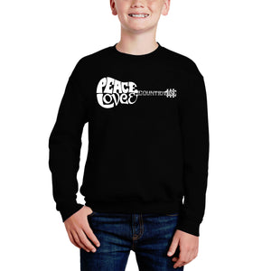 Peace Love Country - Boy's Word Art Crewneck Sweatshirt