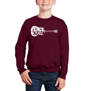 Peace Love Country - Boy's Word Art Crewneck Sweatshirt