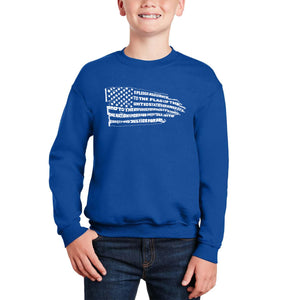 Pledge Of Allegiance Flag - Boy's Word Art Crewneck Sweatshirt