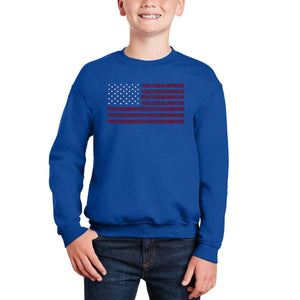 Proud To Be An American - Boy's Word Art Crewneck Sweatshirt