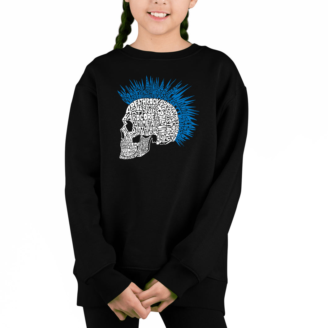 Punk Mohawk - Girl's Word Art Crewneck Sweatshirt