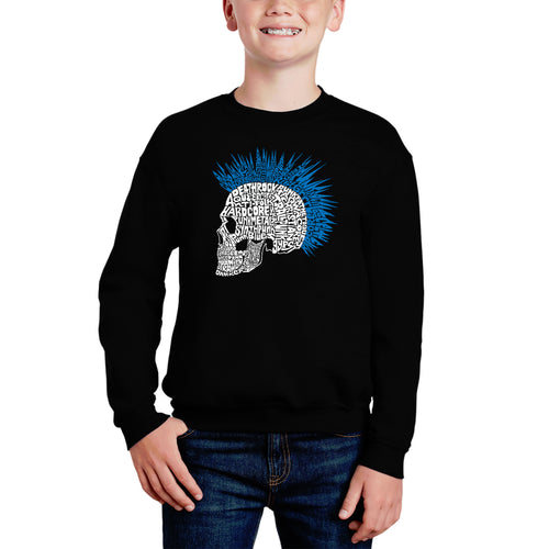 Punk Mohawk - Boy's Word Art Crewneck Sweatshirt