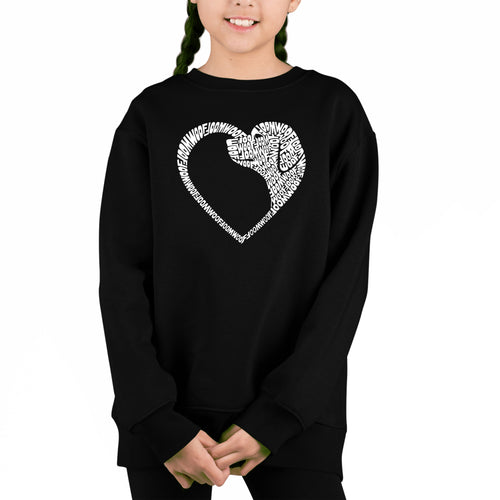 Dog Heart - Girl's Word Art Crewneck Sweatshirt