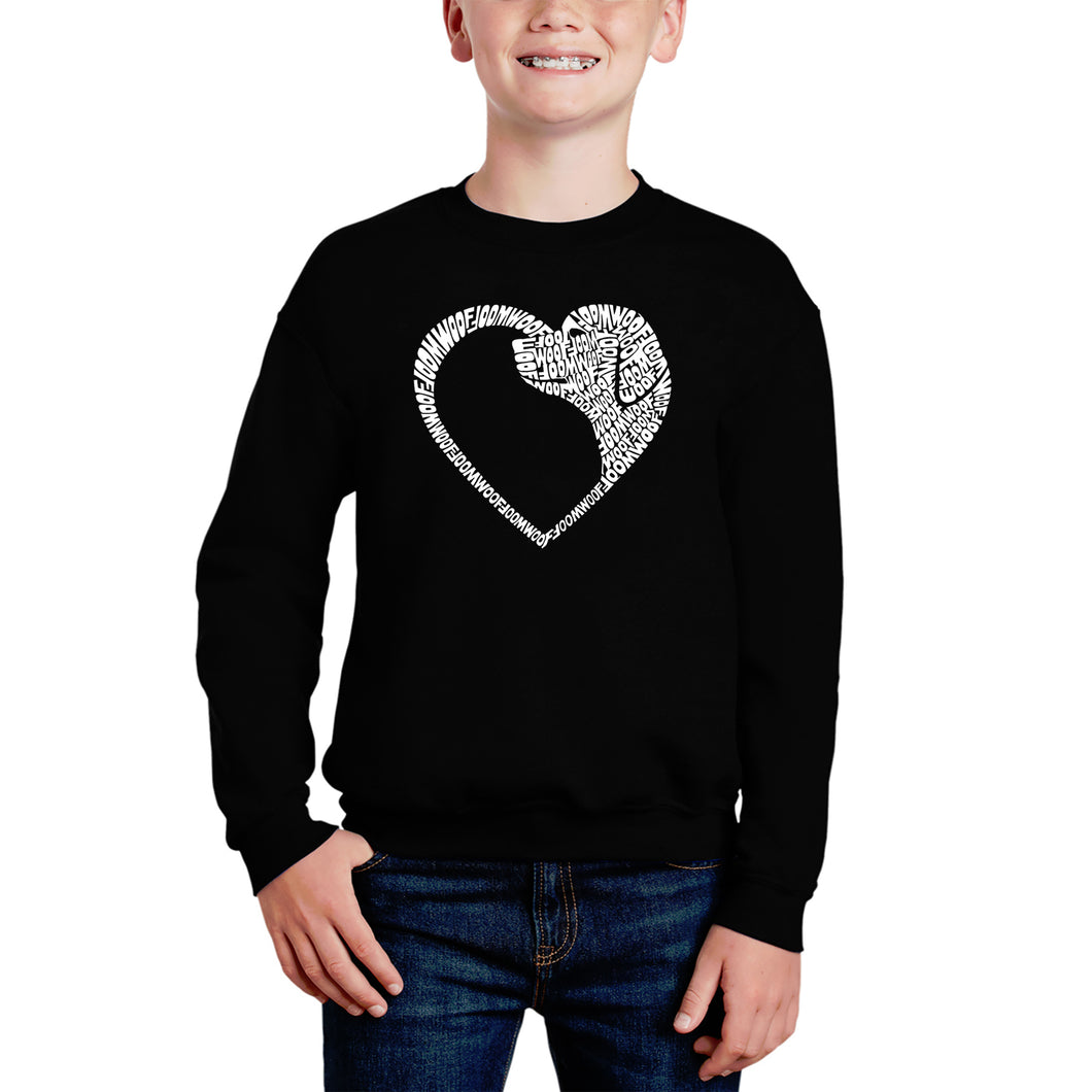Dog Heart - Boy's Word Art Crewneck Sweatshirt