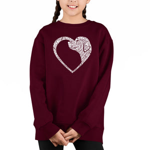Dog Heart - Girl's Word Art Crewneck Sweatshirt