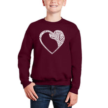 Load image into Gallery viewer, Dog Heart - Boy&#39;s Word Art Crewneck Sweatshirt