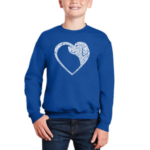 Dog Heart - Boy's Word Art Crewneck Sweatshirt
