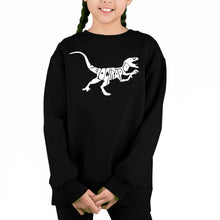 Load image into Gallery viewer, Velociraptor - Girl&#39;s Word Art Crewneck Sweatshirt