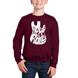 Rock And Roll Guitar - Boy's Word Art Crewneck Sweatshirt
