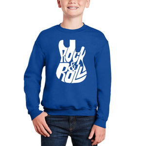 Rock And Roll Guitar - Boy's Word Art Crewneck Sweatshirt