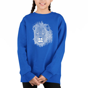 Lion - Girl's Word Art Crewneck Sweatshirt