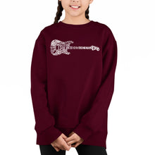 Load image into Gallery viewer, Rock Guitar - Girl&#39;s Word Art Crewneck Sweatshirt